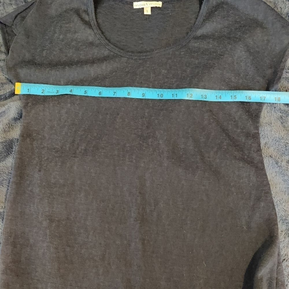 3/$25 Moa Moa Navy Blue Knit Lace Hem Top Sz S - Picture 4 of 9